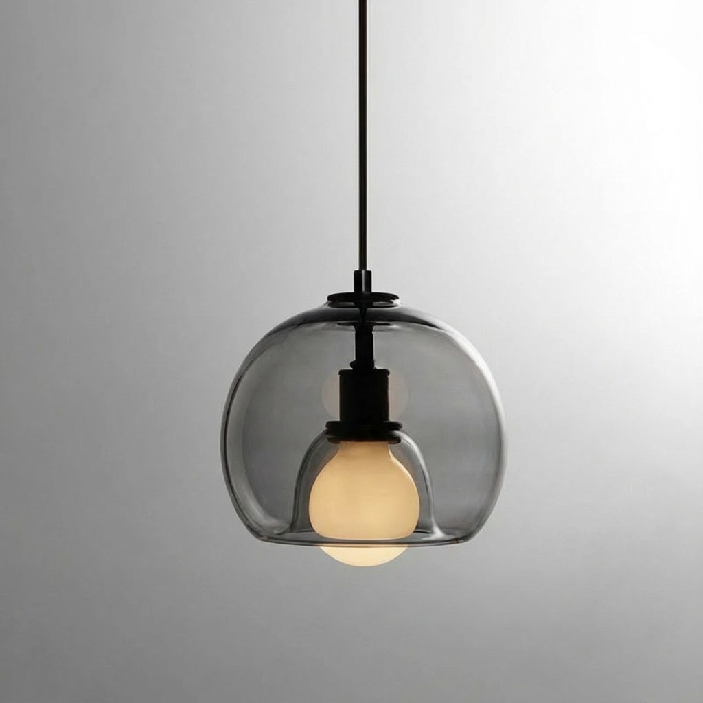 Anele - Modern Glass Pendant Light BO-HA 1 Head Smoke Grey