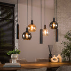Hanglamp 7-lichts gekleurd glas zwart metaal Valeo 110 cm