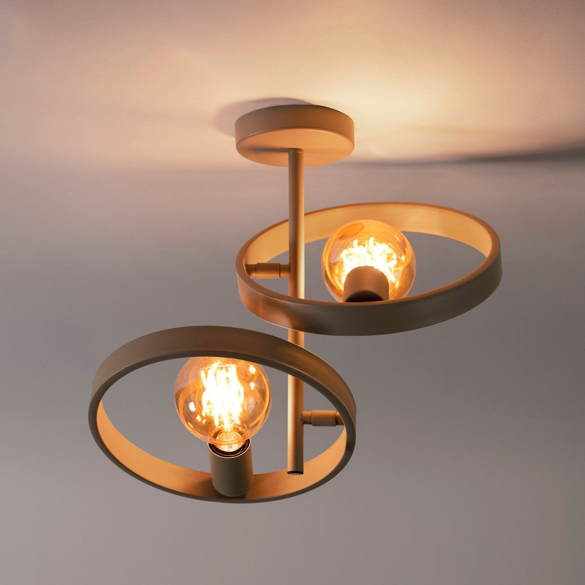 Moderne Plafondlamp Otan 2-lichts Beige 42 cm