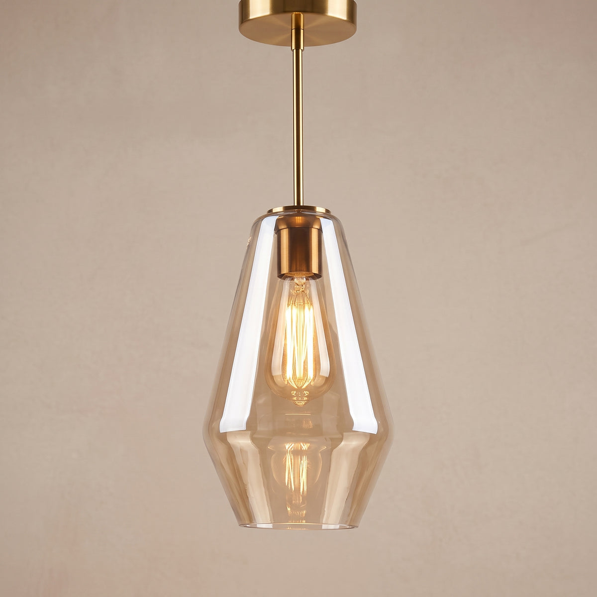 Moderne messing geometrische glazen hanglamp