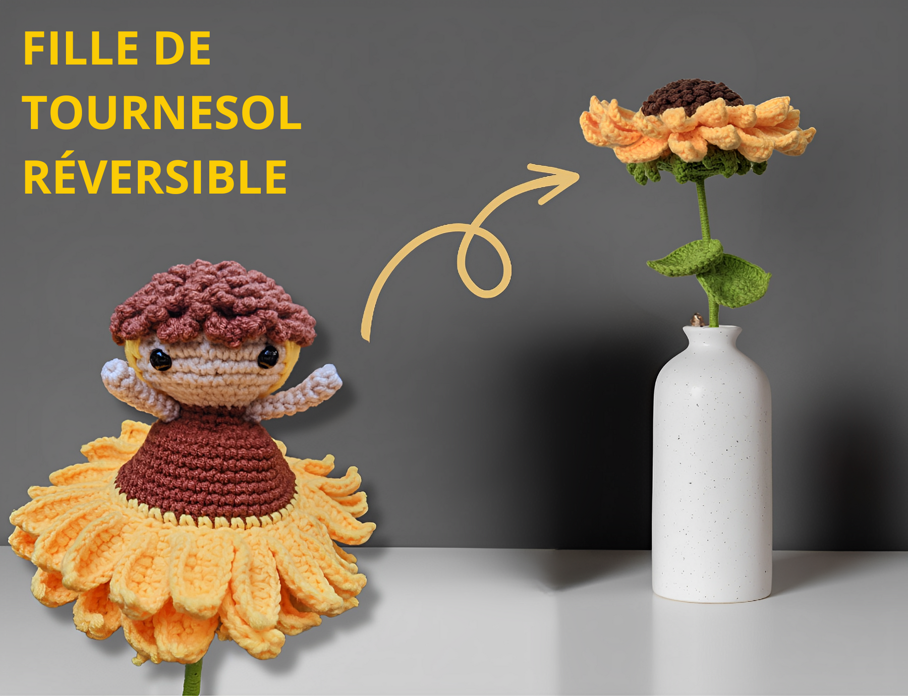 Modèle de Crochet Tournesol Réversible