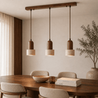 Hanglamp 3-lichts op rij – Walnoot & Travertin - Hikari