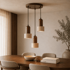 Hanglamp 3-lichts verschillende hoogtes – Walnoot & Travertin - Hikari