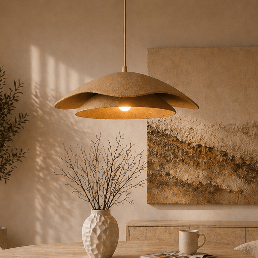 Hanglamp beige carbon betonnen kap - 40 en 58 cm - Flowing