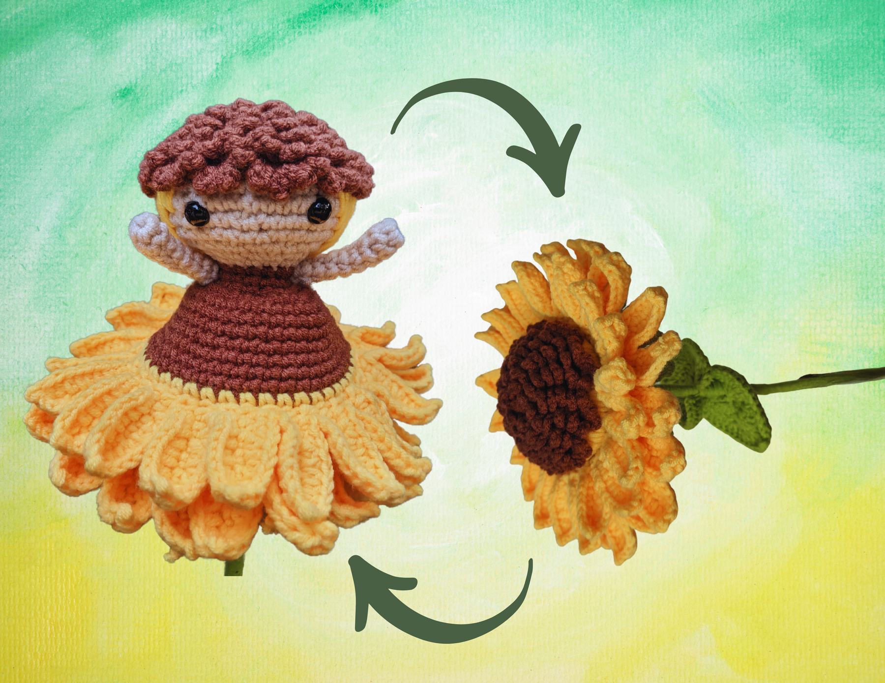 Omkeerbare Zonnebloem Amigurumi Haakpatroon