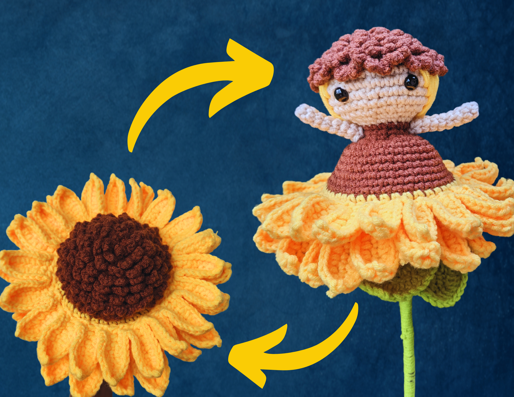 Modèle de Crochet Tournesol Réversible