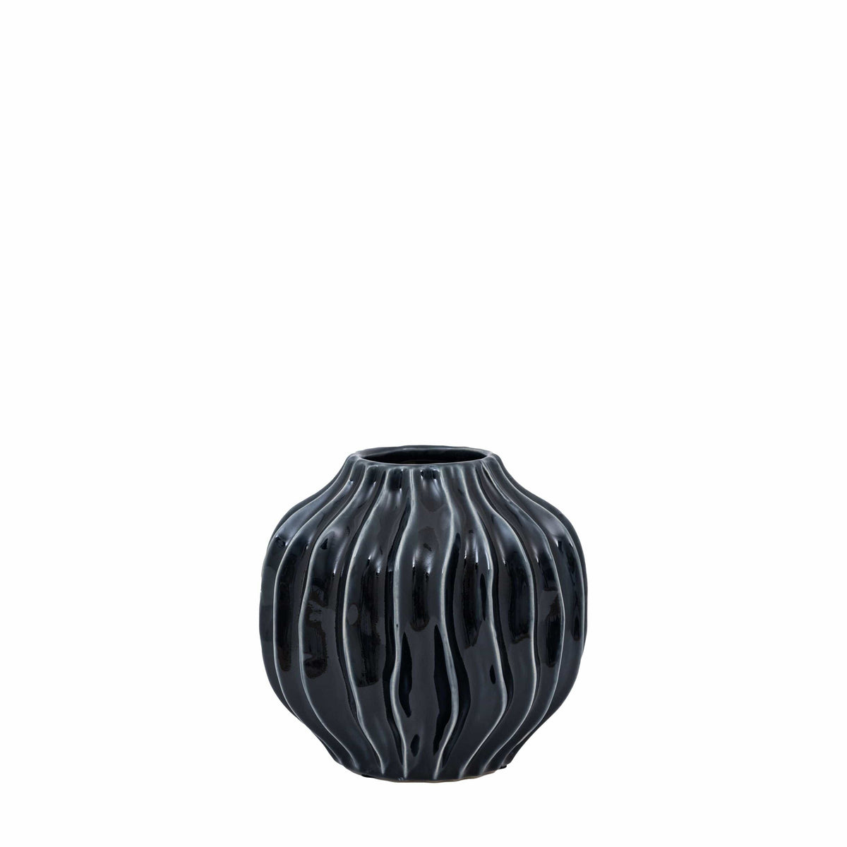 Biologische geribbelde vaas Midnight Small