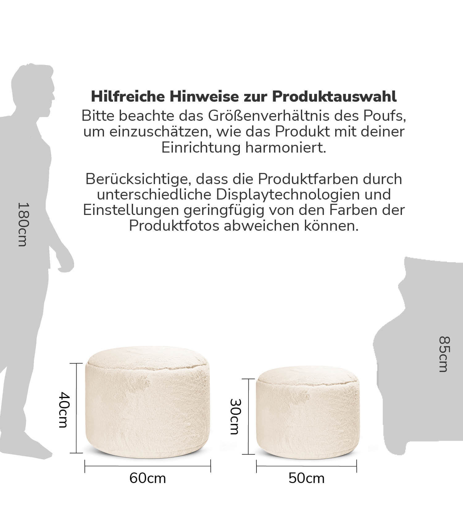 Pouf Hocker Sitzhocker Fußhocker Beistelltisch Sitzpouf Puff Sitzwürfel#sku_PF5Softy-080nat#sku_PF5miniSofty-080nat