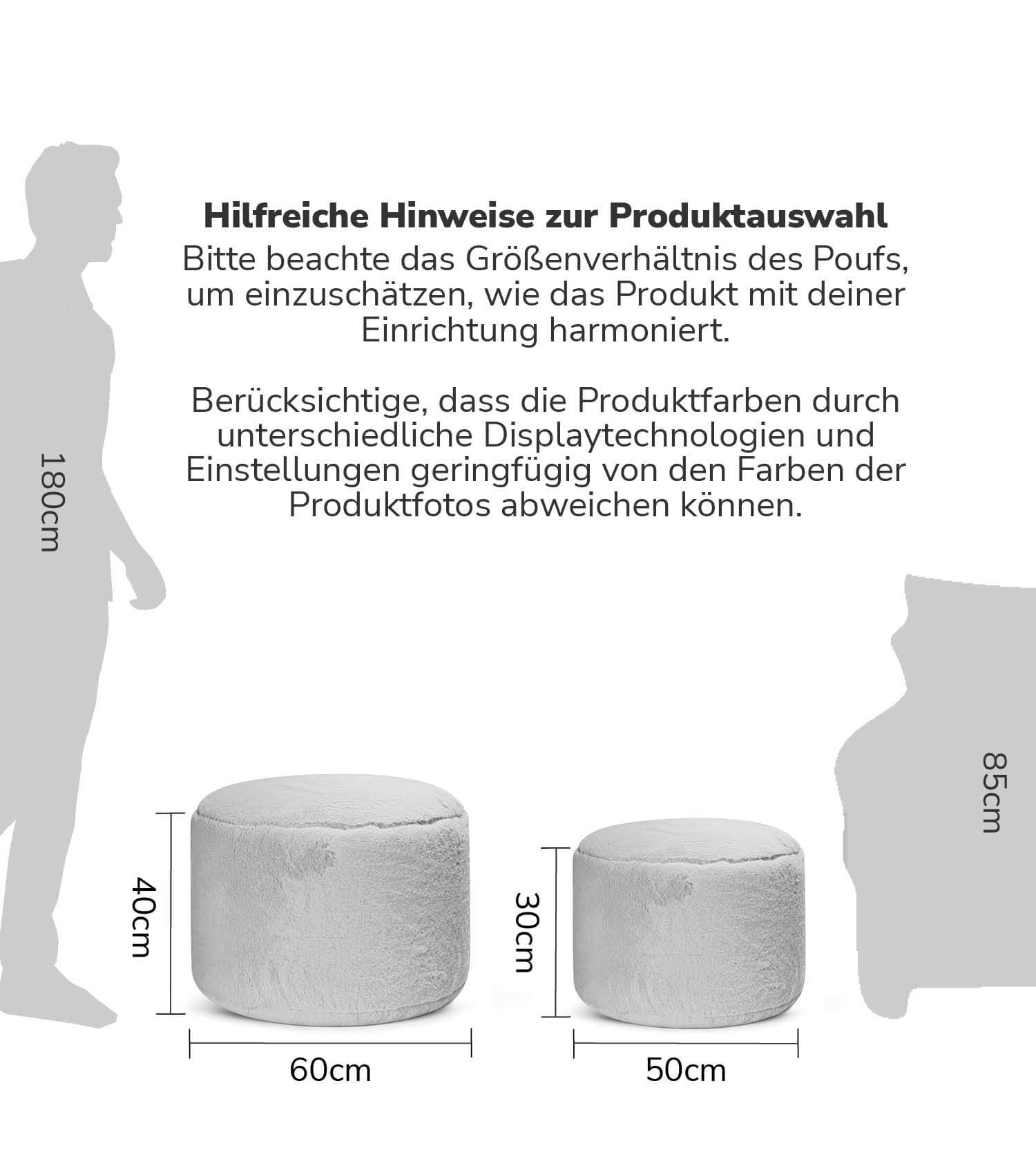 Pouf Hocker Sitzhocker Fußhocker Beistelltisch Sitzpouf Puff Sitzwürfel#sku_PF5Softy-003gra#sku_PF5miniSofty-003gra