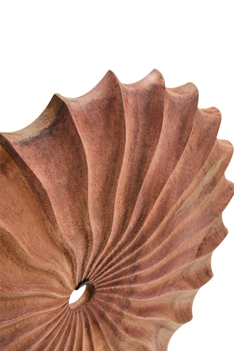 Westo natuurlijk houten rond beeld met travertijn voet