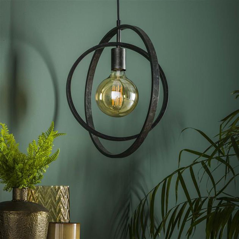 Hanglamp Industrieel Otan 1-lichts Open Zwart