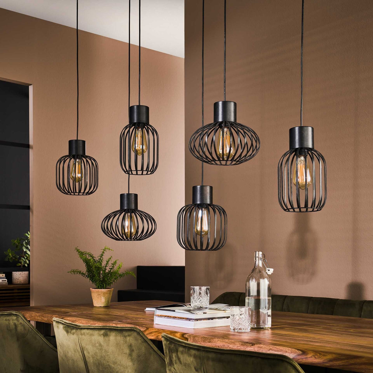 Hanglamp Industrieel Luise Metaal 6-Lichts