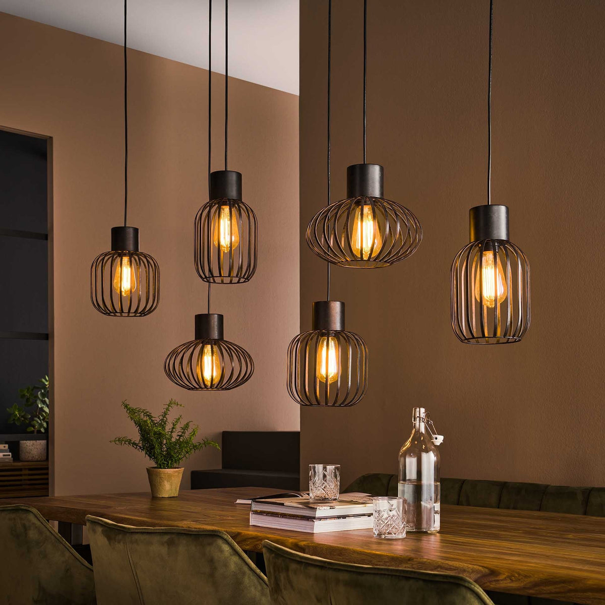 Hanglamp Industrieel Luise Metaal 6-Lichts