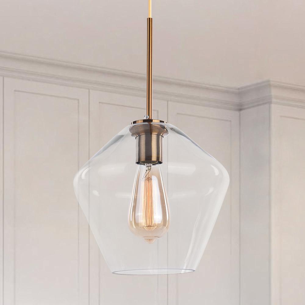 Kitchens 'n Lights -Modern Brass Geometric Glass Pendant light-Pendant Light-Clear Glass-M