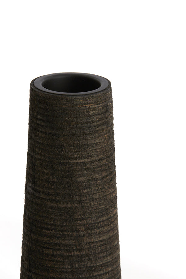 Theelichthouder 7,5x19 cm KHAMI hout antiek bruin