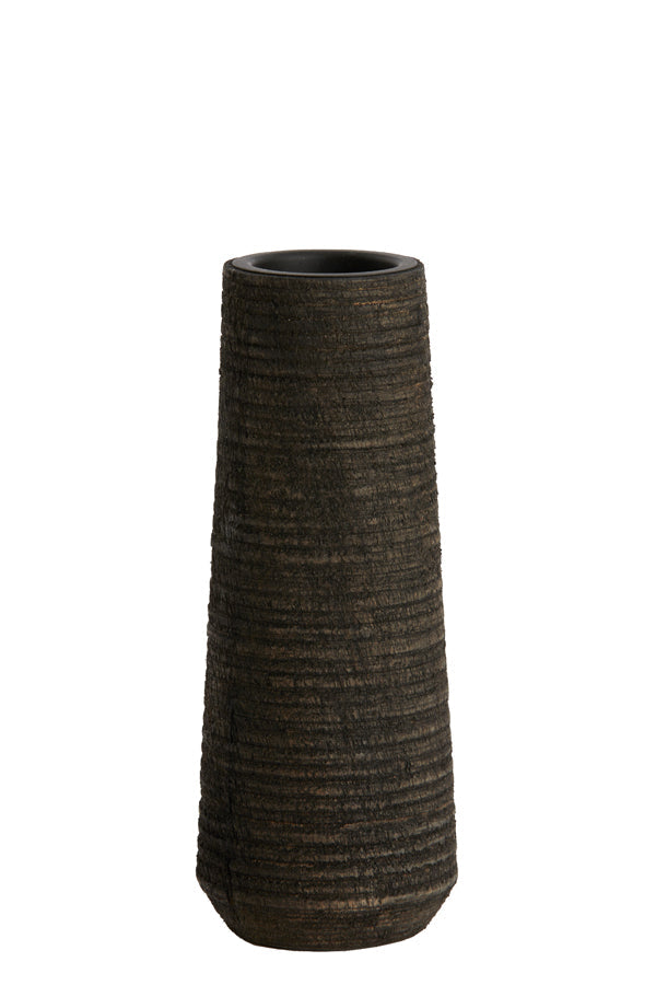 Theelichthouder 7,5x19 cm KHAMI hout antiek bruin