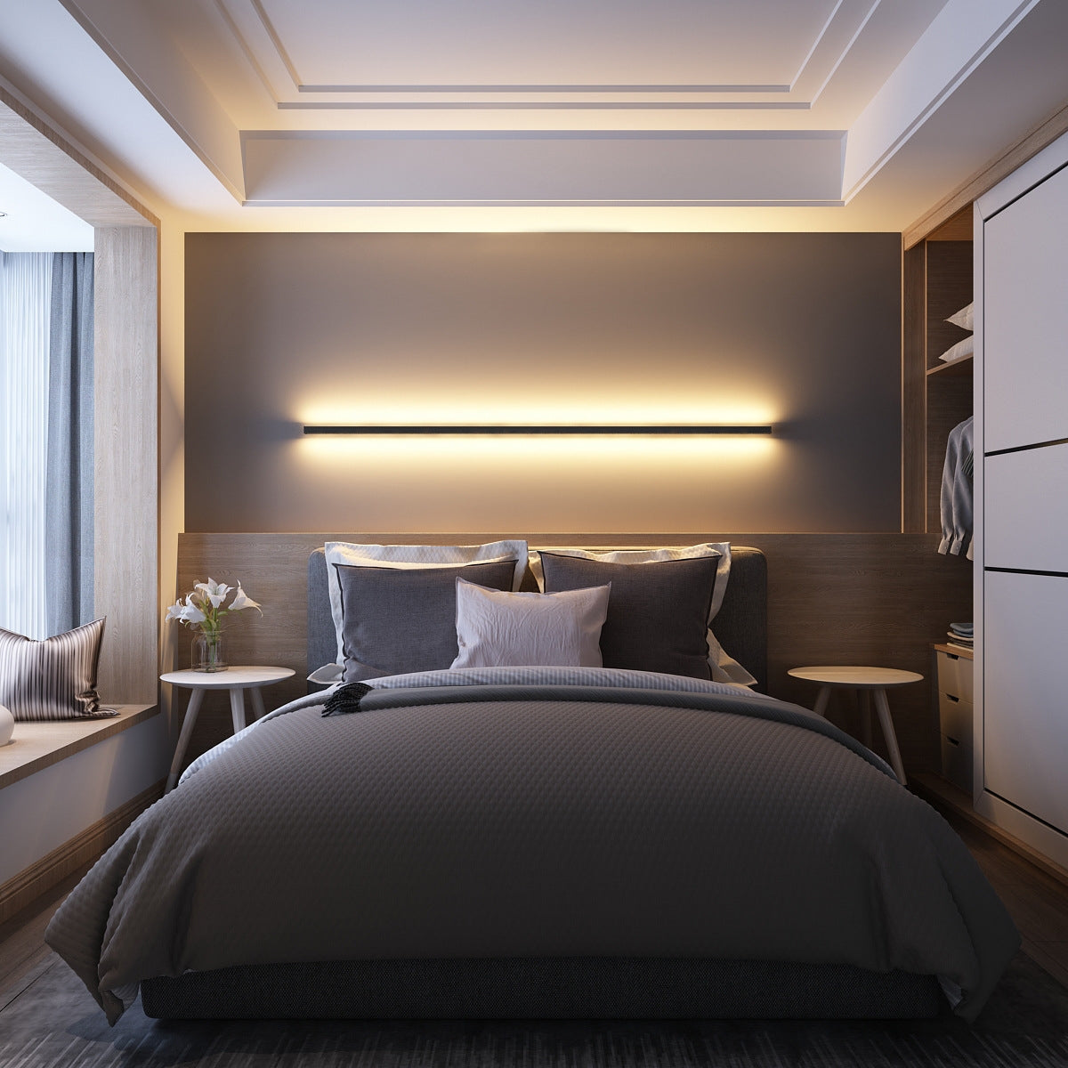 Minimalist Linear Wall Lamp led Atmosphere Lighting Works with Alexa