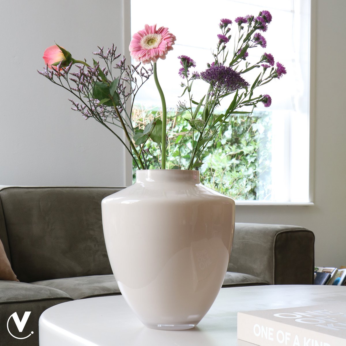 vaas tugela - pastel ivory - ivoor - glas en keramiek - handgemaakt